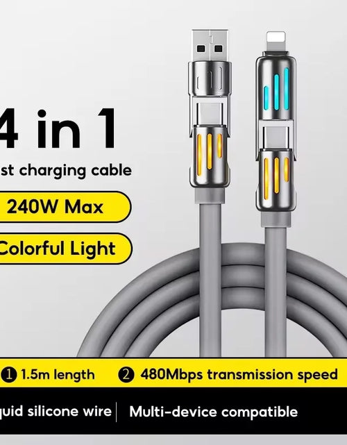 Load image into Gallery viewer, Eary USB C Cable 4-In-1 USB-C (6Ft) 240W USB-C Charger Data USB-C Fast Charging for Iphone 15 Macbook Ipad Iphone Samsung
