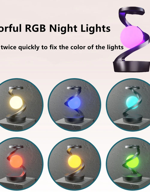 Load image into Gallery viewer, Creative Table Lamp, Rotating Floating Lamp, 15W Wireless Charger, Mobile Phone Wireless Charger, RGB Atmosphere Night Light
