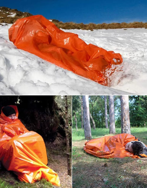 Load image into Gallery viewer, Outdoor Emergency Survival Sleeping Bag Thermal Blanket Mylar Waterproof Reusable Sack Portable Camping Hiking Emergency Gear
