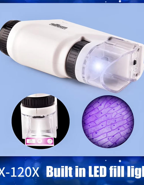 Load image into Gallery viewer, 60-120X Mini Pocket Microscope with LED Light Kids Science Microscopes Battery Powered Adult/Kids Handheld Microscope
