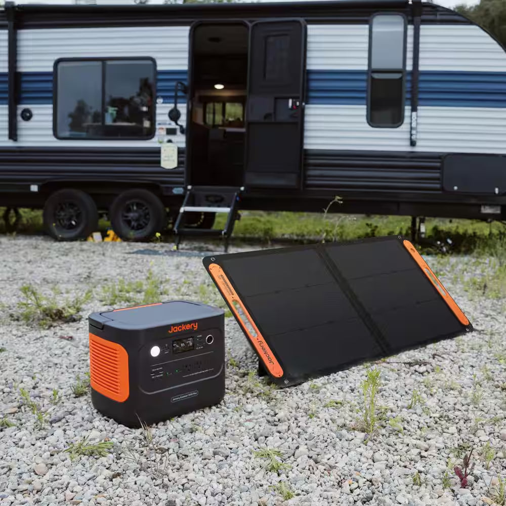 2000W Output/4000W Peak Solar Generator 1000 plus Expandable Push Button Start Battery Lifepo4 W/Two 100W Solar Panels