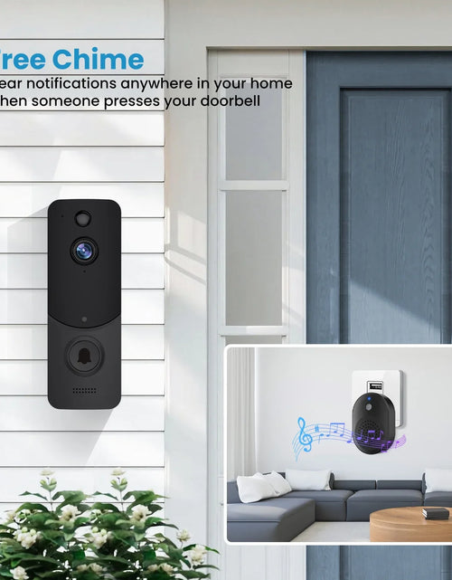 Load image into Gallery viewer, Wireless Doorbell Camera with Chime, Smart Video Doorbell Security Camera with ，Black
