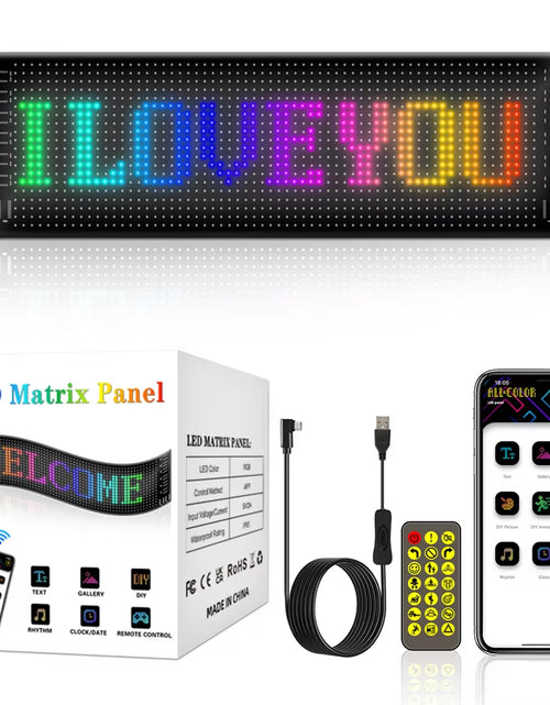 Load image into Gallery viewer, RGB LED Car Sign Animation LED Matrix Pixel Panel DIY Programmable Bluetooth App Control LED Panel Flexible Display Light
